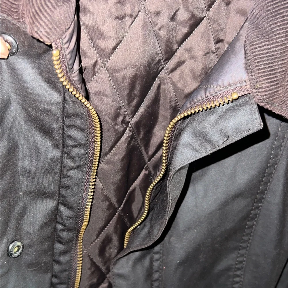 BARBOUR BELSAY Women’s Deep Brown Wax Cotton Coat with Quilting - Picture 6 of 13
